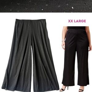 XXL NWT - Ladies MSK Black Wide-Leg Party Pants - Shimmer - Elastic Waist